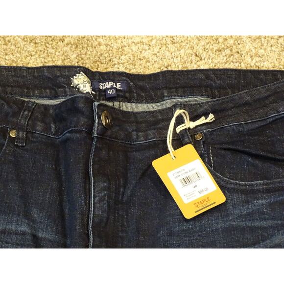 NWT Sz 40 Jeff Staple Workwear Dark Stone Wash Jeans 2111D6738 Distressed Holes - Picture 2 of 9